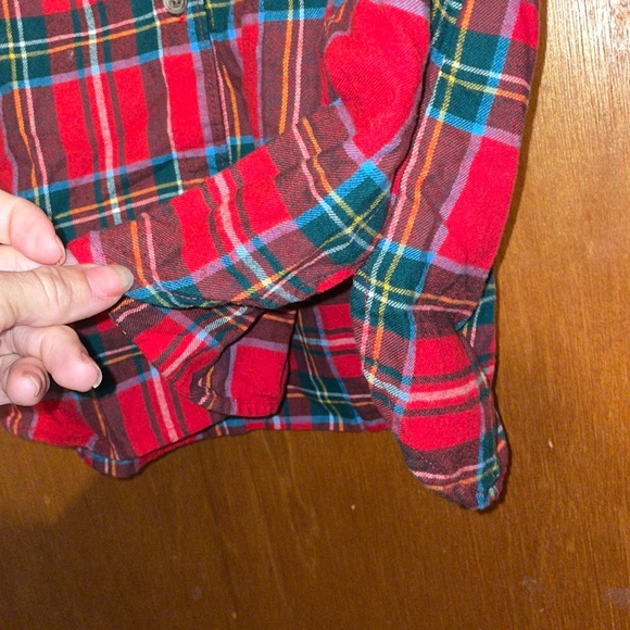 •OLD NAVY•RED PLAID "TUNIC SHIRT" BUTTON UP COLLARED BLOUSE SIZE MEDIUM - Picture 6 of 9